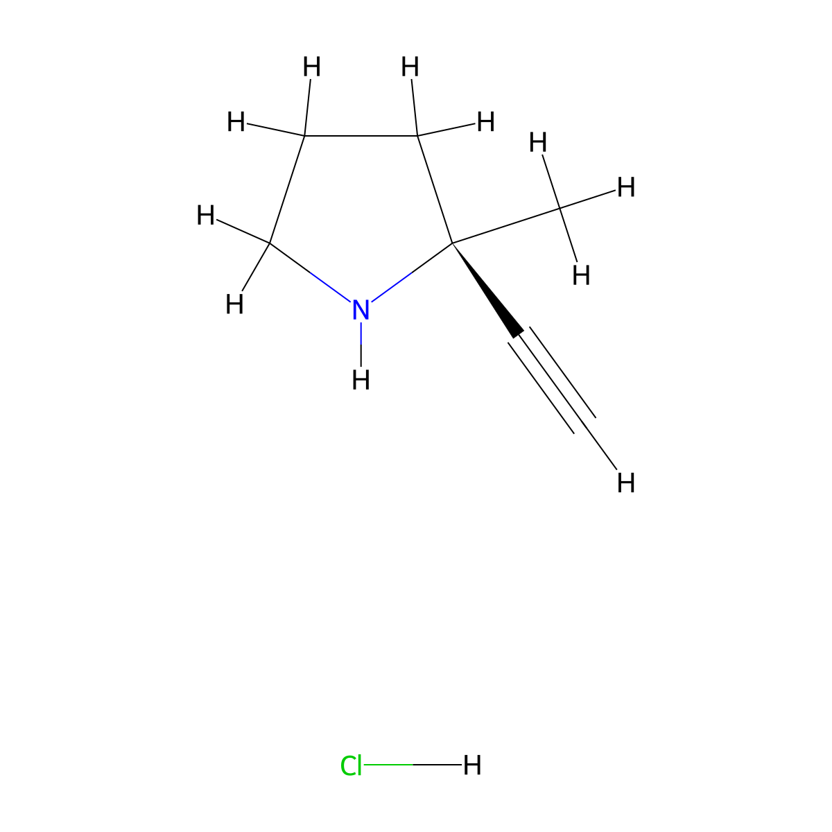 (2S)-2-ethynyl-2-methylpyrrolidine hydrochloride molecular structure, CAS 2219353-47-4