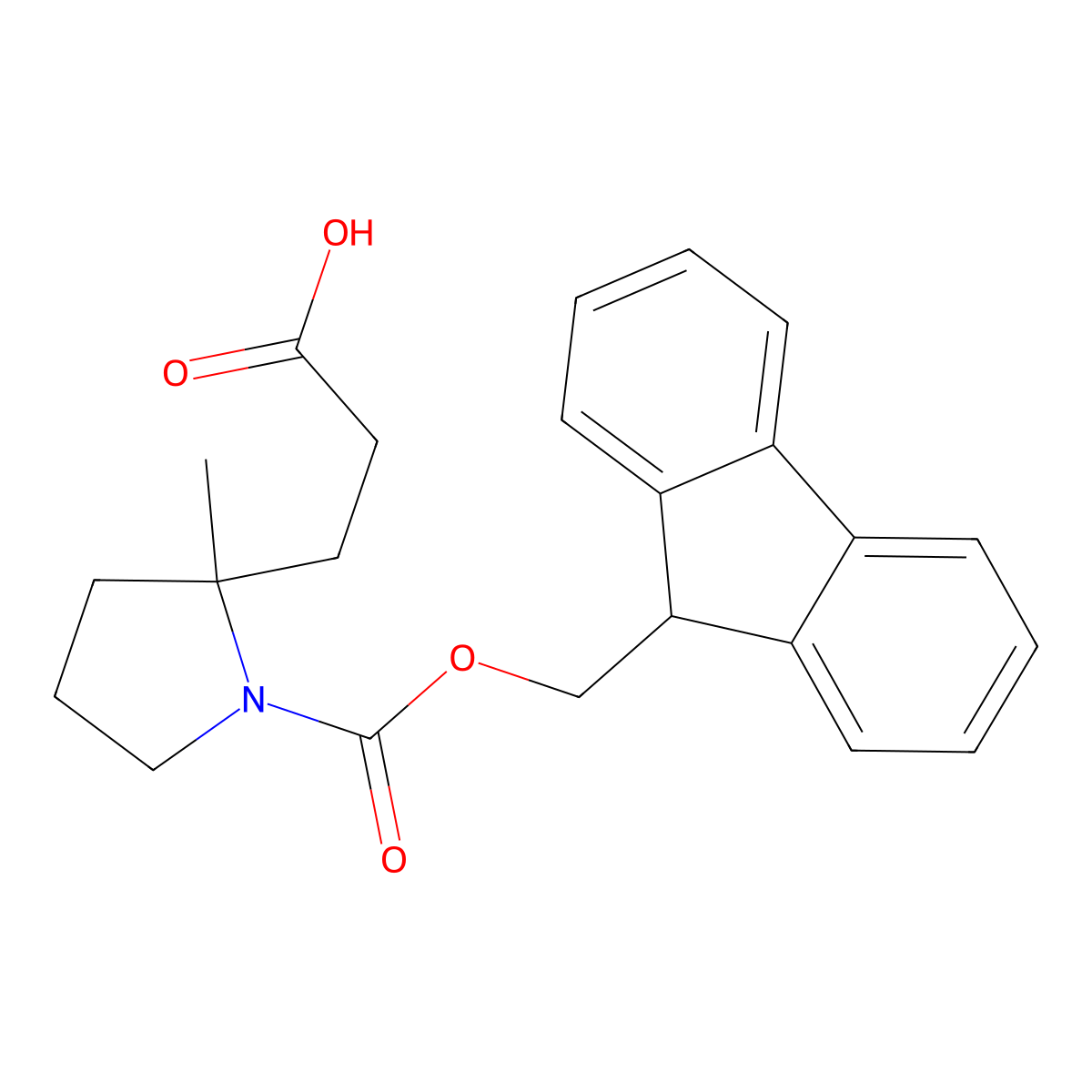 3-[(2S)-1-{[(9H-fluoren-9-yl)methoxy]carbonyl}-2-methylpyrrolidin-2-yl]propanoic acid molecular structure, CAS 2219353-49-6