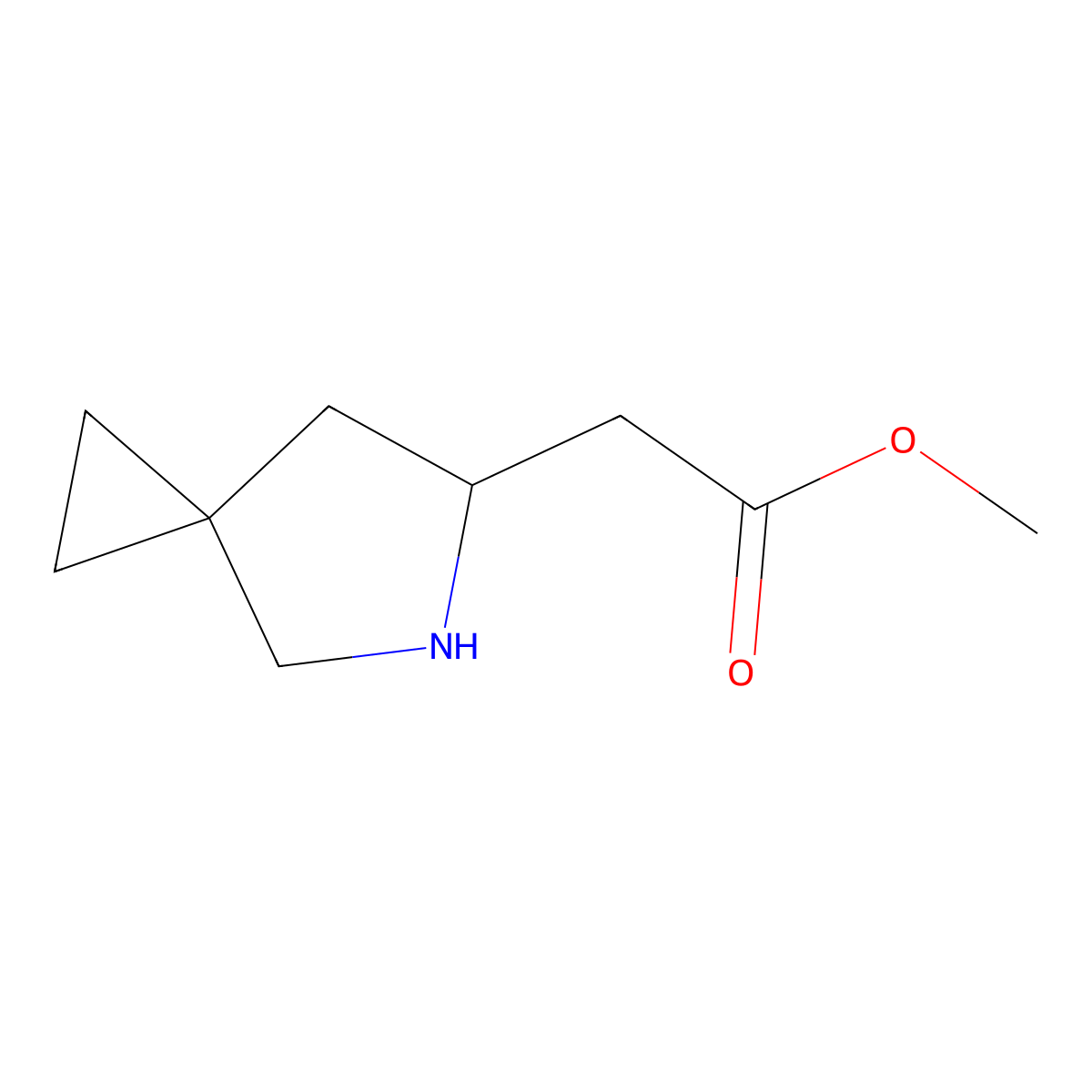 methyl 2-[(6S)-5-azaspiro[2.4]heptan-6-yl]acetate molecular structure, CAS 2219353-52-1