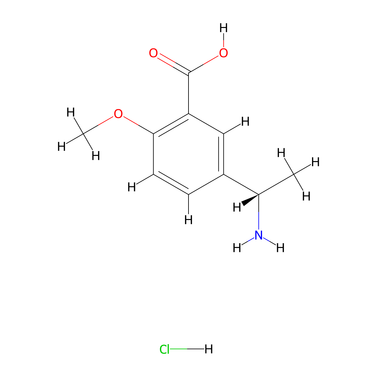 5-[(1S)-1-aminoethyl]-2-methoxybenzoic acid hydrochloride molecular structure, CAS 2219353-57-6
