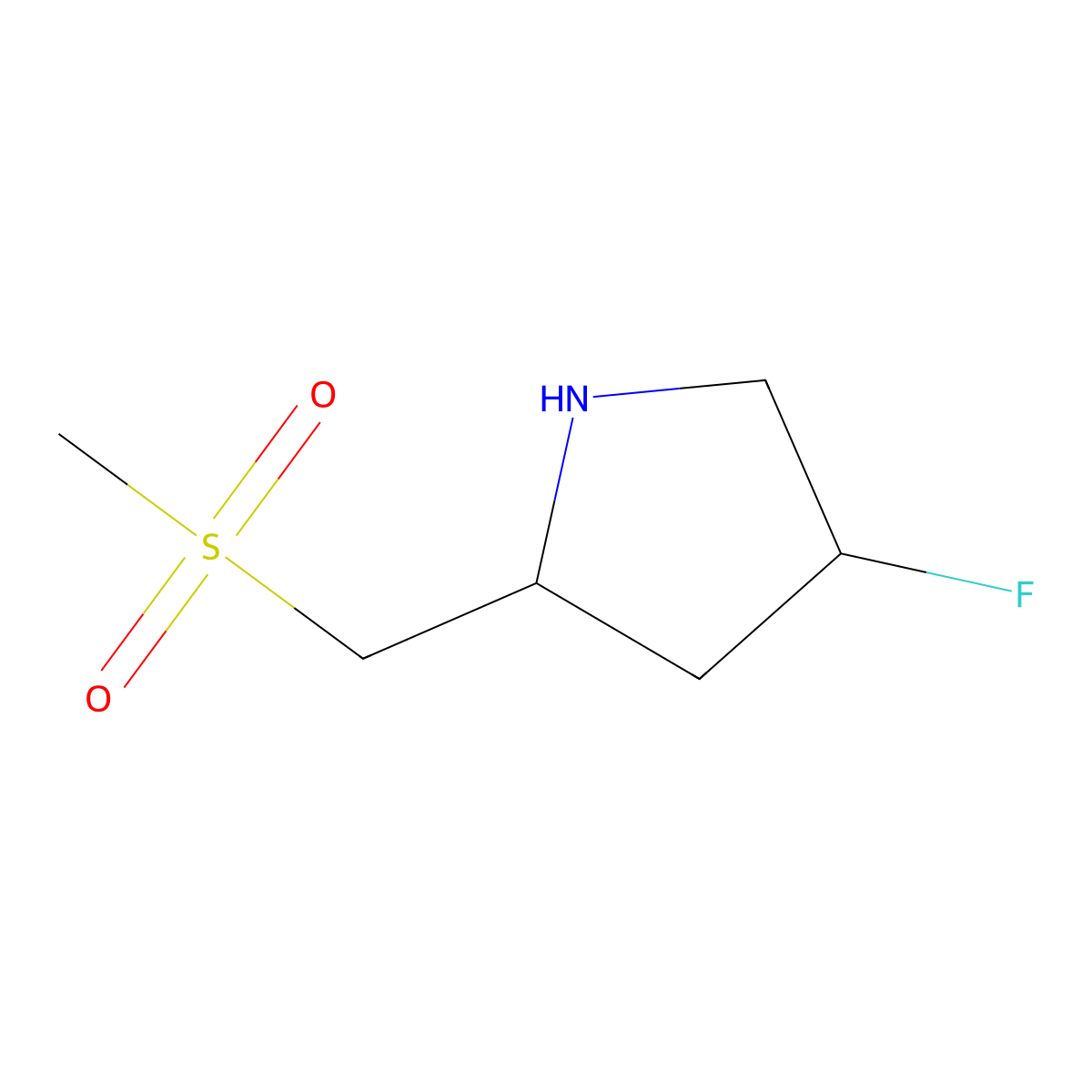 (2S,4S)-4-fluoro-2-(methanesulfonylmethyl)pyrrolidine molecular structure, CAS 2219353-58-7