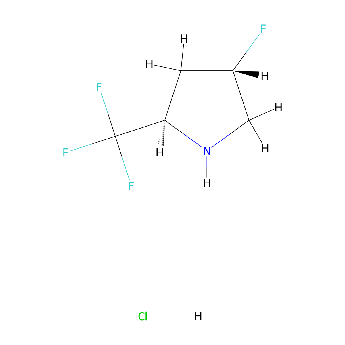 (2R,4S)-4-fluoro-2-(trifluoromethyl)pyrrolidine hydrochloride molecular structure, CAS 2219353-73-6