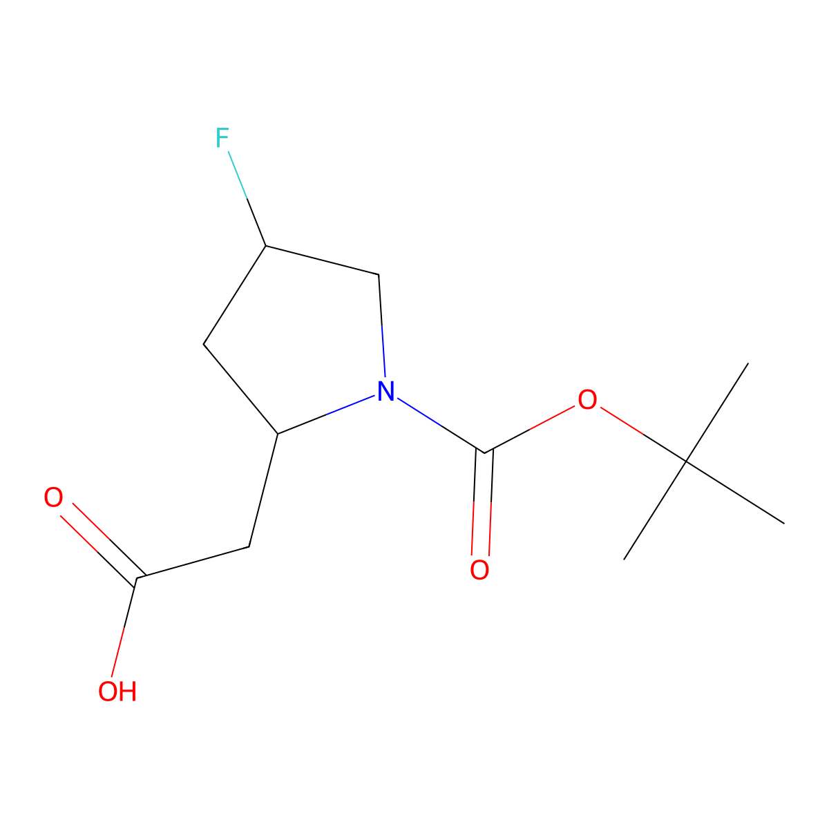2-[(2R,4R)-1-[(tert-butoxy)carbonyl]-4-fluoropyrrolidin-2-yl]acetic acid molecular structure, CAS 2219353-77-0
