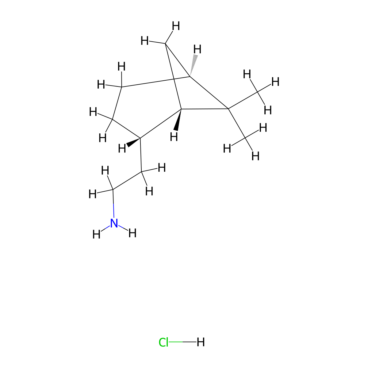 2-((1S,2S,5S)-6,6-dimethylbicyclo(3.1.1)heptan-2-yl)ethan-1-amine hydrochloride molecular structure, CAS 2219353-85-0