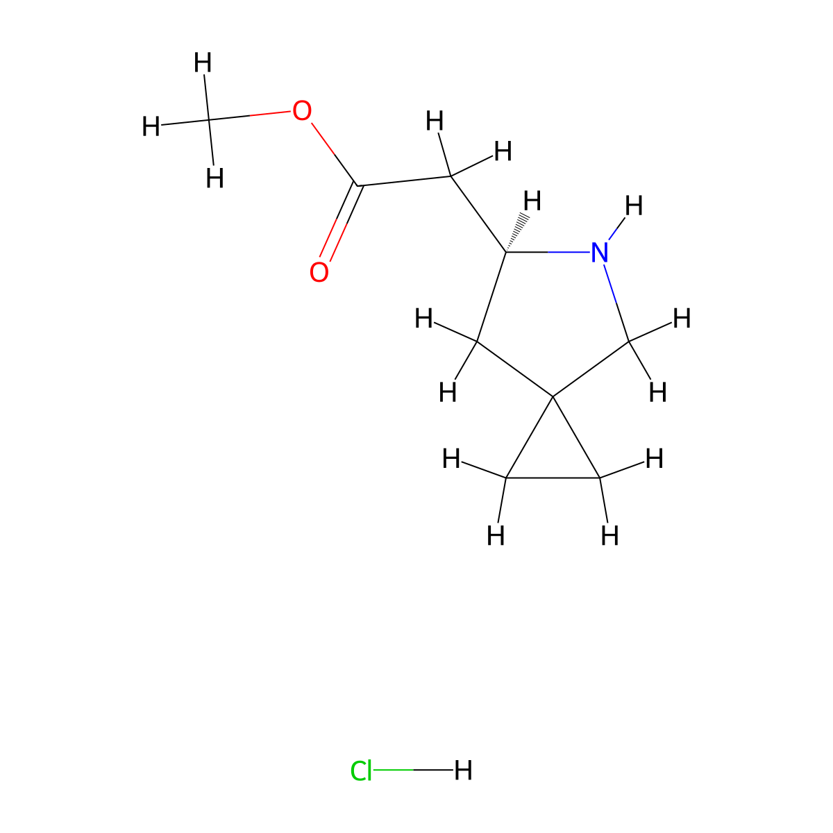 methyl 2-((6S)-5-azaspiro(2.4)heptan-6-yl)acetate hydrochloride molecular structure, CAS 2219353-86-1