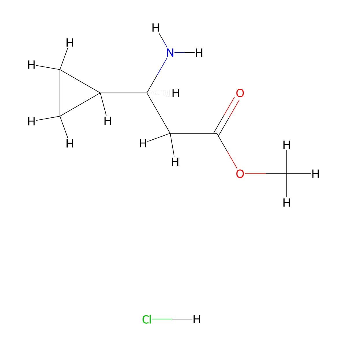 methyl (3S)-3-amino-3-cyclopropylpropanoate hydrochloride molecular structure, CAS 2219353-89-4