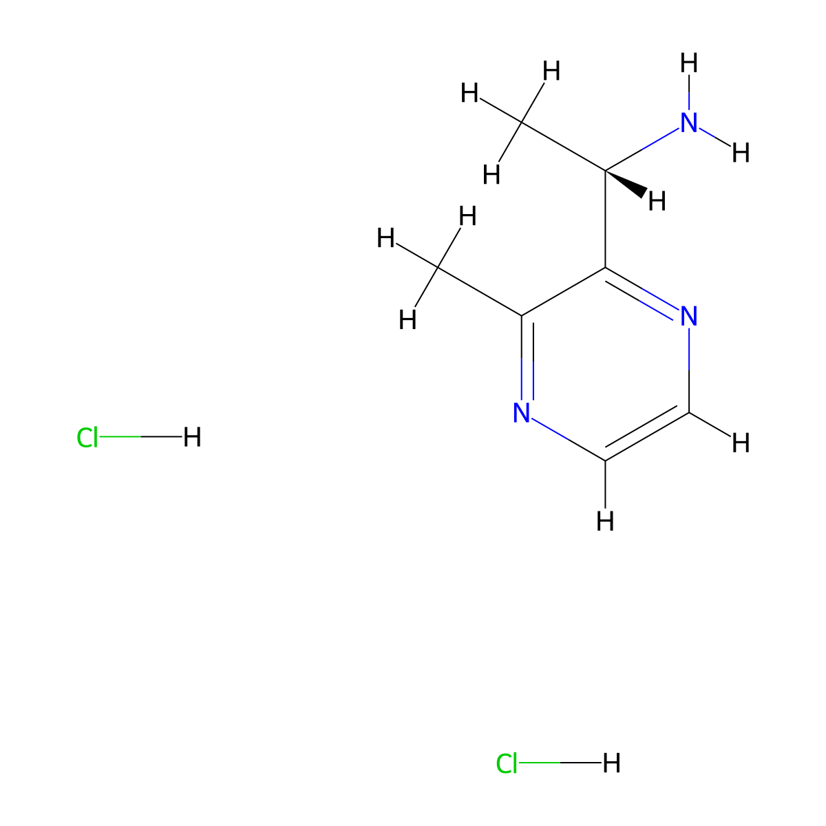 (1S)-1-(3-methylpyrazin-2-yl)ethan-1-amine dihydrochloride molecular structure, CAS 2219353-97-4