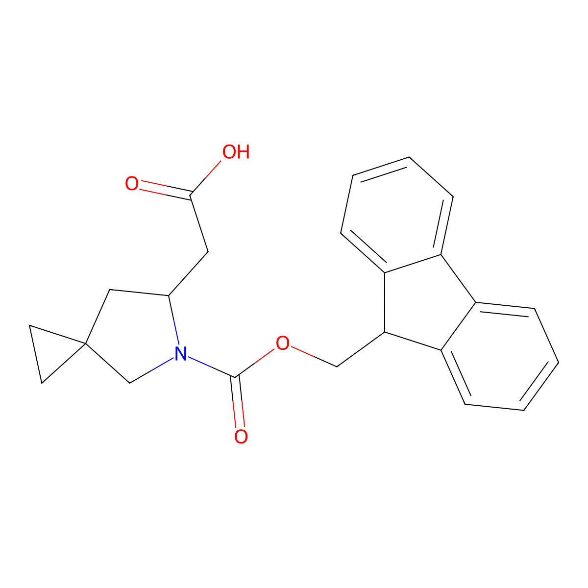 2-[(6S)-5-{[(9H-fluoren-9-yl)methoxy]carbonyl}-5-azaspiro[2.4]heptan-6-yl]acetic acid molecular structure, CAS 2219354-06-8