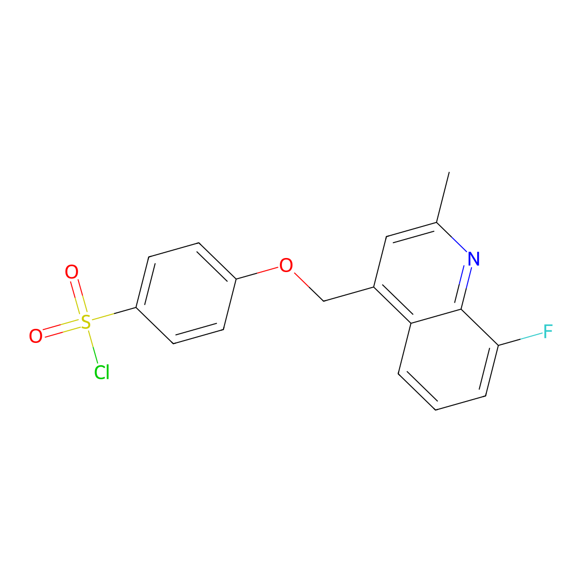 4-((8-Fluoro-2-methylquinolin-4-yl)methoxy)benzenesulfonyl chloride molecular structure, CAS 2219357-27-2