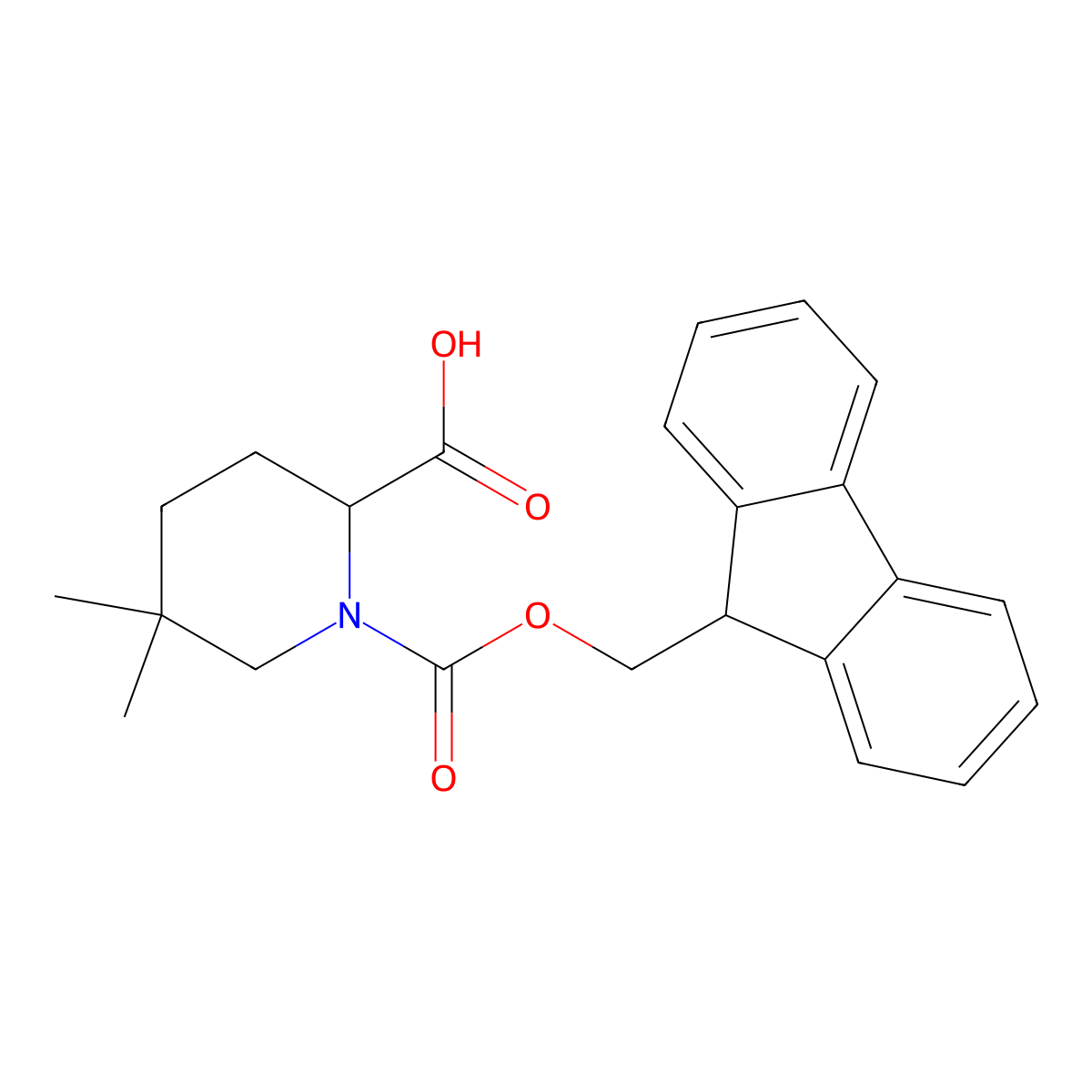 1-{[(9H-fluoren-9-yl)methoxy]carbonyl}-5,5-dimethylpiperidine-2-carboxylic acid molecular structure, CAS 2219368-37-1