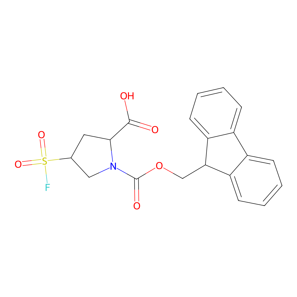 1-{[(9H-fluoren-9-yl)methoxy]carbonyl}-4-(fluorosulfonyl)pyrrolidine-2-carboxylic acid molecular structure, CAS 2219368-38-2