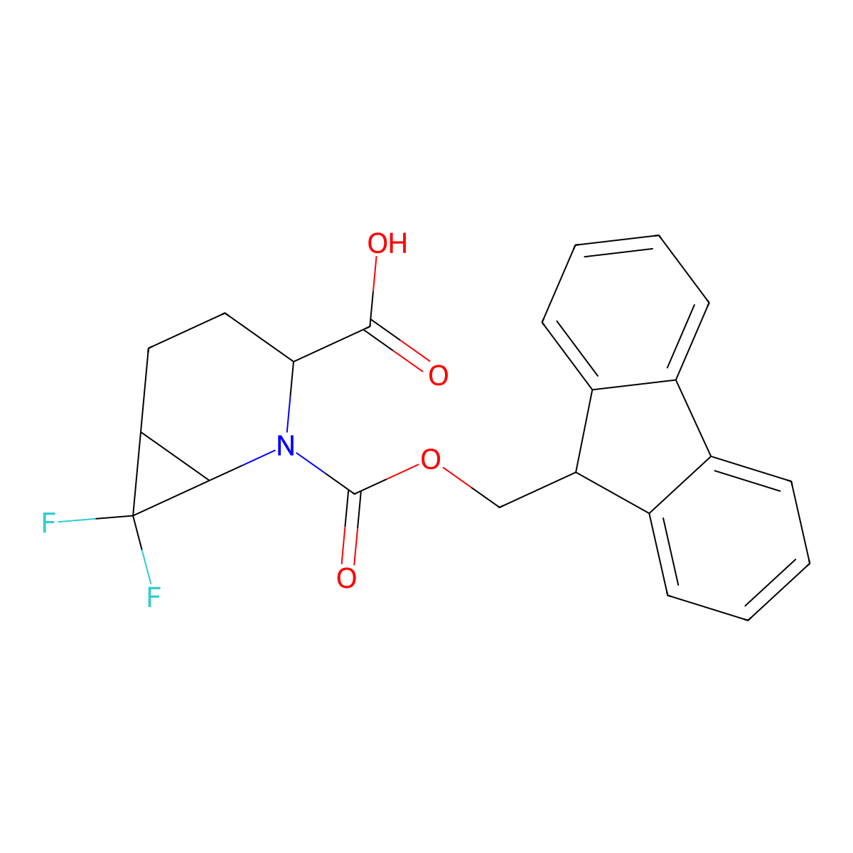 2-{[(9H-fluoren-9-yl)methoxy]carbonyl}-7,7-difluoro-2-azabicyclo[4.1.0]heptane-3-carboxylic acid molecular structure, CAS 2219368-48-4