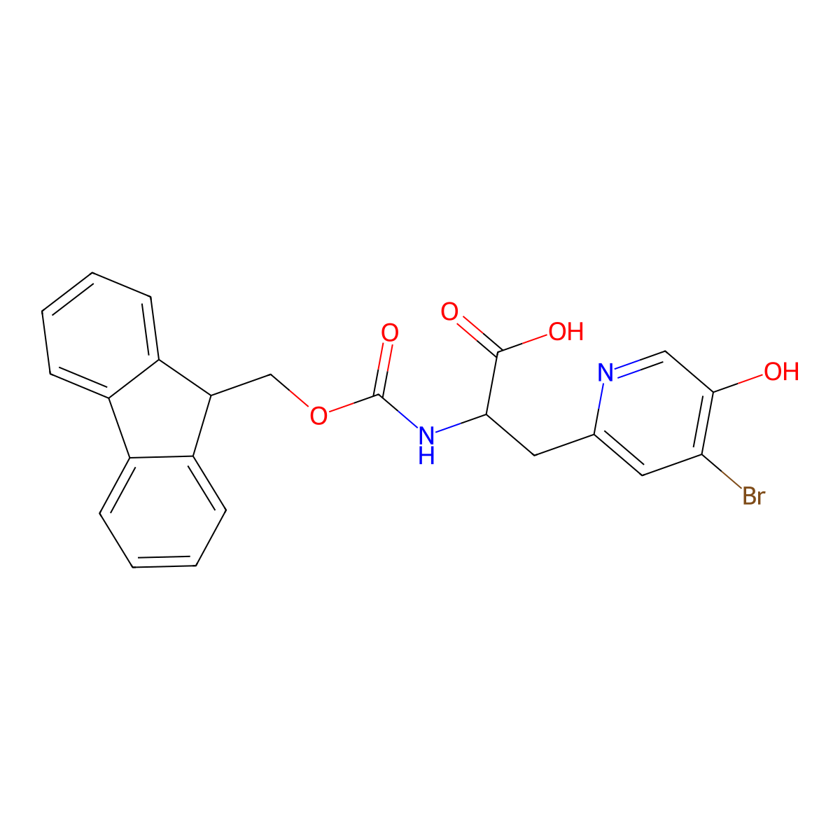 3-(4-bromo-5-hydroxypyridin-2-yl)-2-({[(9H-fluoren-9-yl)methoxy]carbonyl}amino)propanoic acid molecular structure, CAS 2219368-52-0