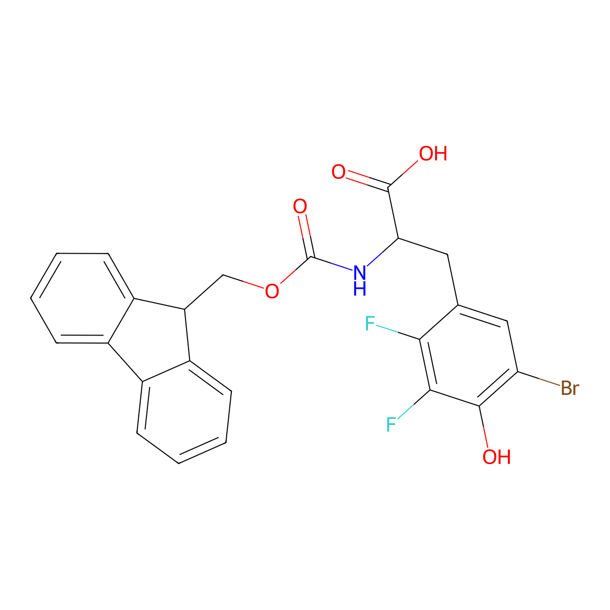 3-(5-bromo-2,3-difluoro-4-hydroxyphenyl)-2-({[(9H-fluoren-9-yl)methoxy]carbonyl}amino)propanoic acid molecular structure, CAS 2219368-54-2