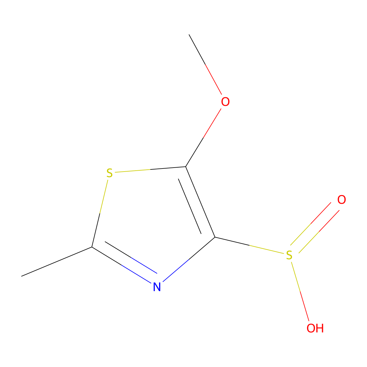 5-Methoxy-2-methyl-1,3-thiazole-4-sulfinic acid molecular structure, CAS 2219368-56-4