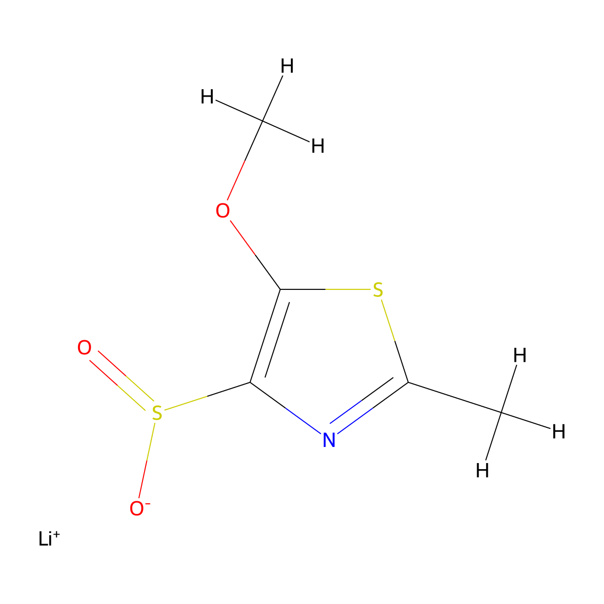 Lithium(1+) ion 5-methoxy-2-methyl-1,3-thiazole-4-sulfinate molecular structure, CAS 2219368-57-5