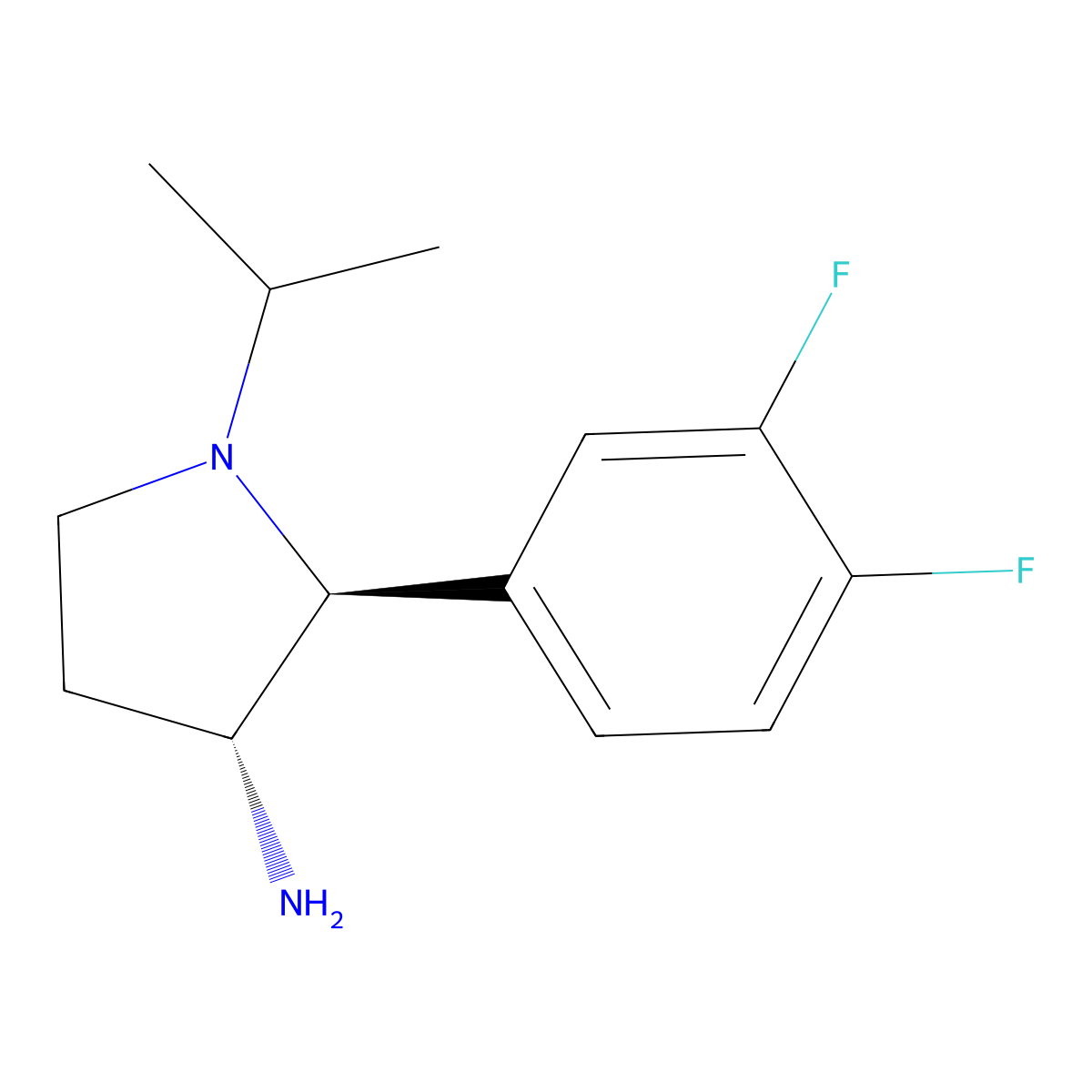 (2S,3R)-2-(3,4-Difluorophenyl)-1-propan-2-ylpyrrolidin-3-amine molecular structure, CAS 2219368-58-6