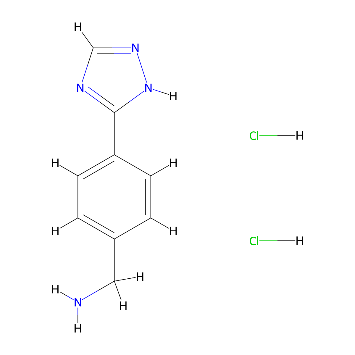 [4-(1H-1,2,4-triazol-3-yl)phenyl]methanamine dihydrochloride molecular structure, CAS 2219368-62-2