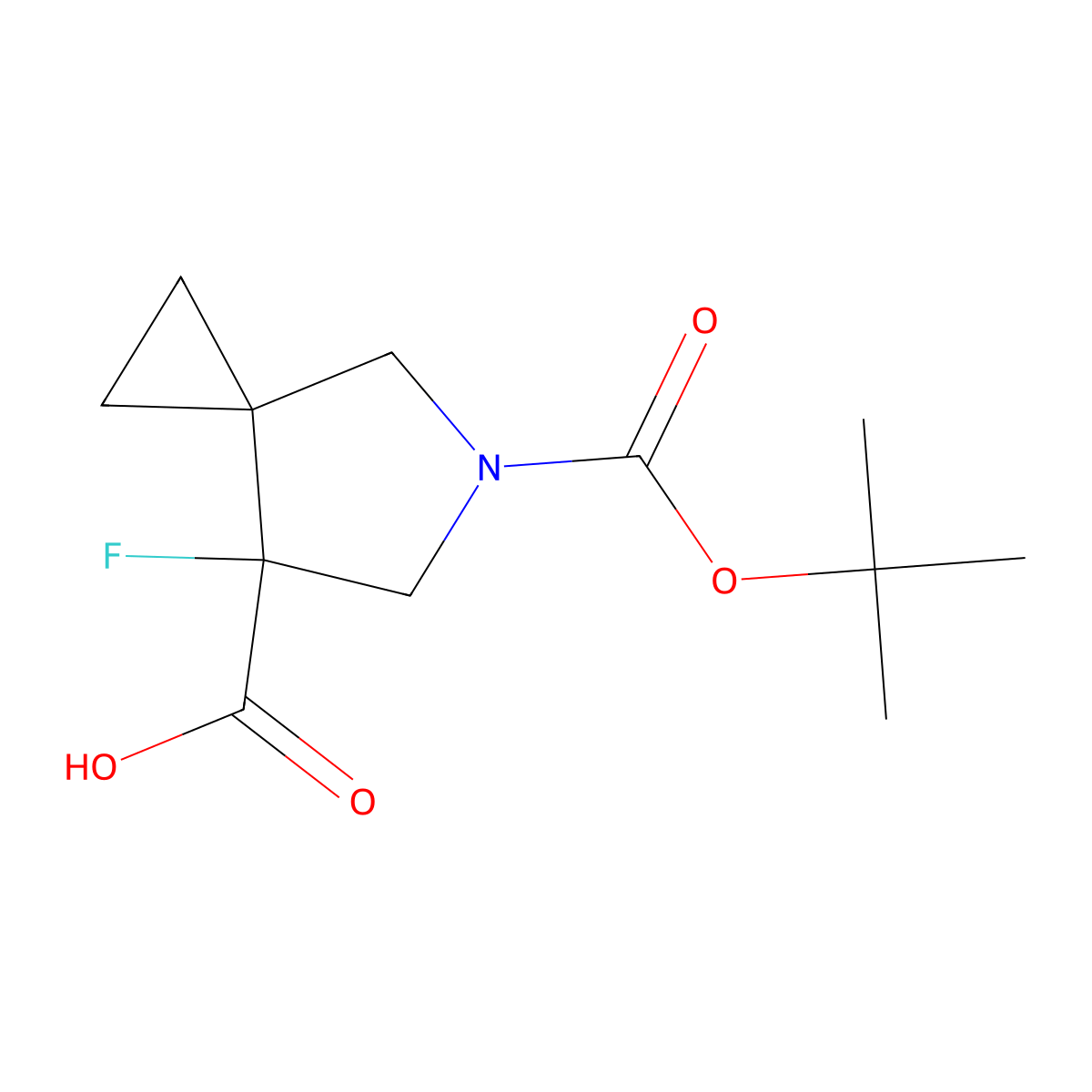 5-[(Tert-butoxy)carbonyl]-7-fluoro-5-azaspiro[2.4]heptane-7-carboxylic acid molecular structure, CAS 2219368-84-8
