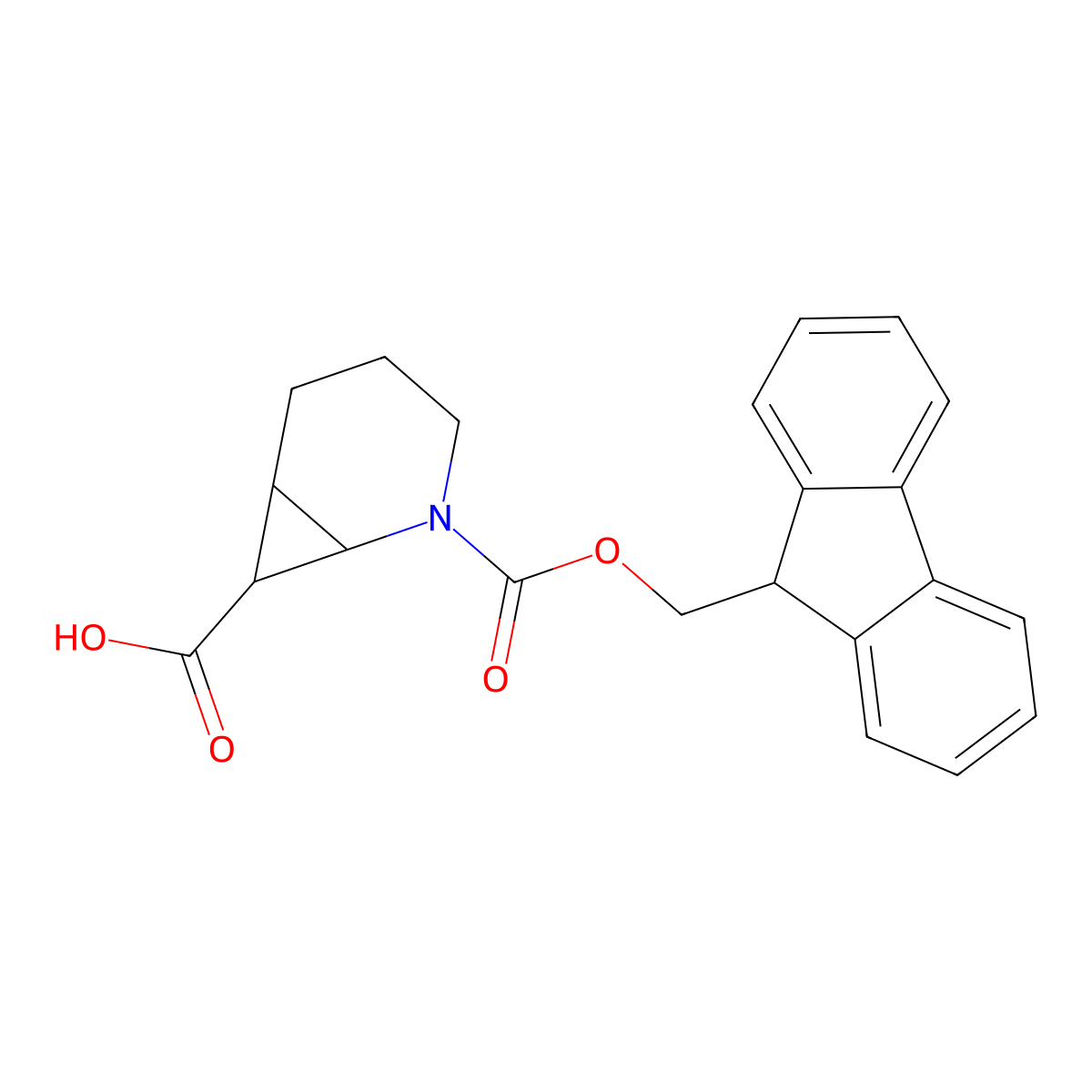 2-{[(9H-fluoren-9-yl)methoxy]carbonyl}-2-azabicyclo[4.1.0]heptane-7-carboxylic acid molecular structure, CAS 2219368-96-2