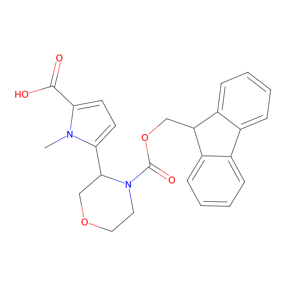 5-(4-{[(9H-fluoren-9-yl)methoxy]carbonyl}morpholin-3-yl)-1-methyl-1H-pyrrole-2-carboxylic acid molecular structure, CAS 2219368-98-4