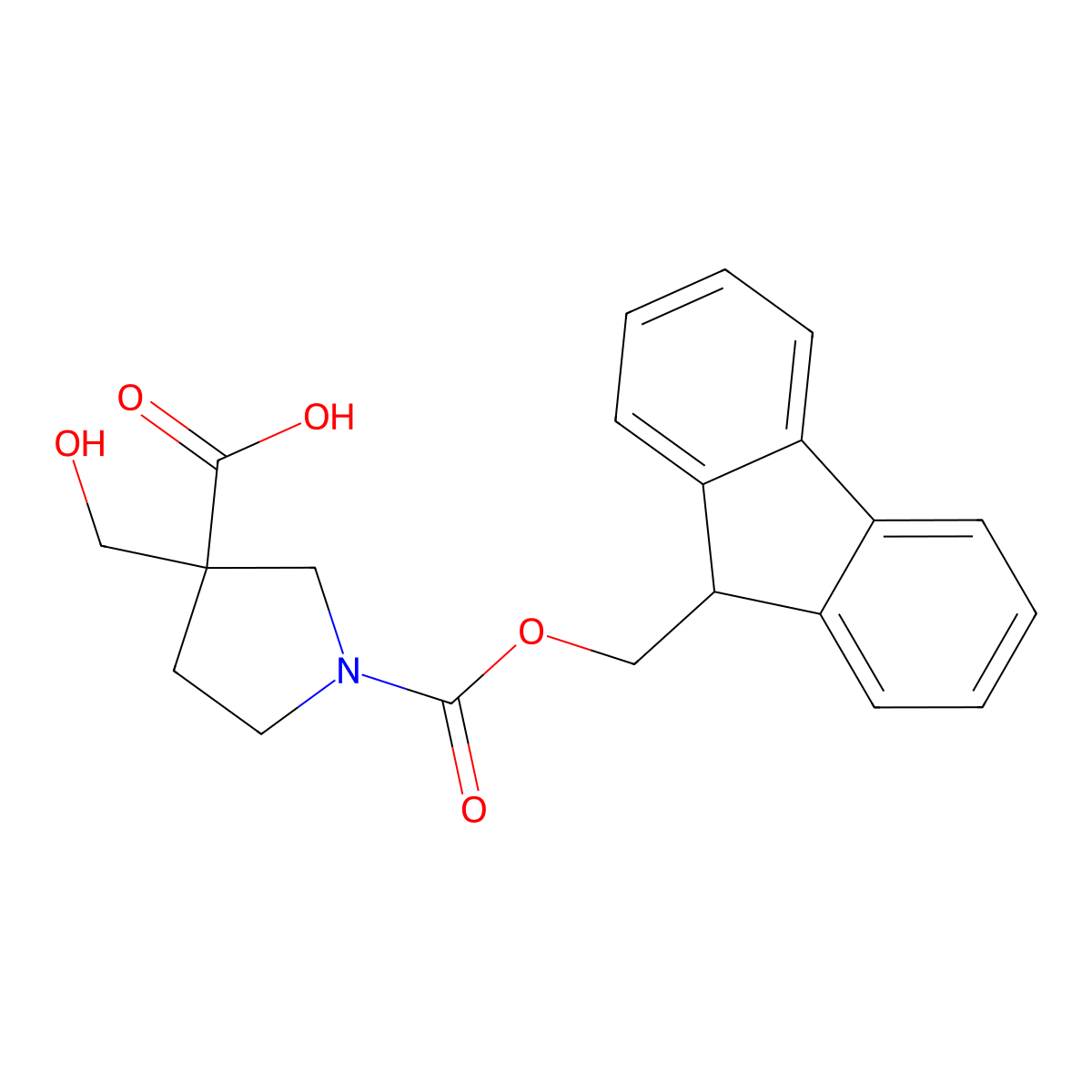 1-{[(9H-fluoren-9-yl)methoxy]carbonyl}-3-(hydroxymethyl)pyrrolidine-3-carboxylicacid molecular structure, CAS 2219369-04-5