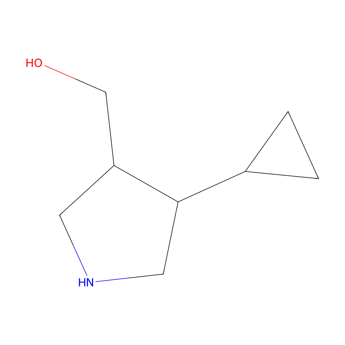 Rel-((3S,4S)-4-cyclopropylpyrrolidin-3-yl)methanol molecular structure, CAS 2219369-10-3