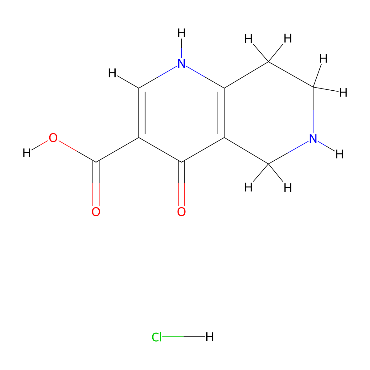 4-Hydroxy-5,6,7,8-tetrahydro-1,6-naphthyridine-3-carboxylic acid hydrochloride molecular structure, CAS 2219369-14-7