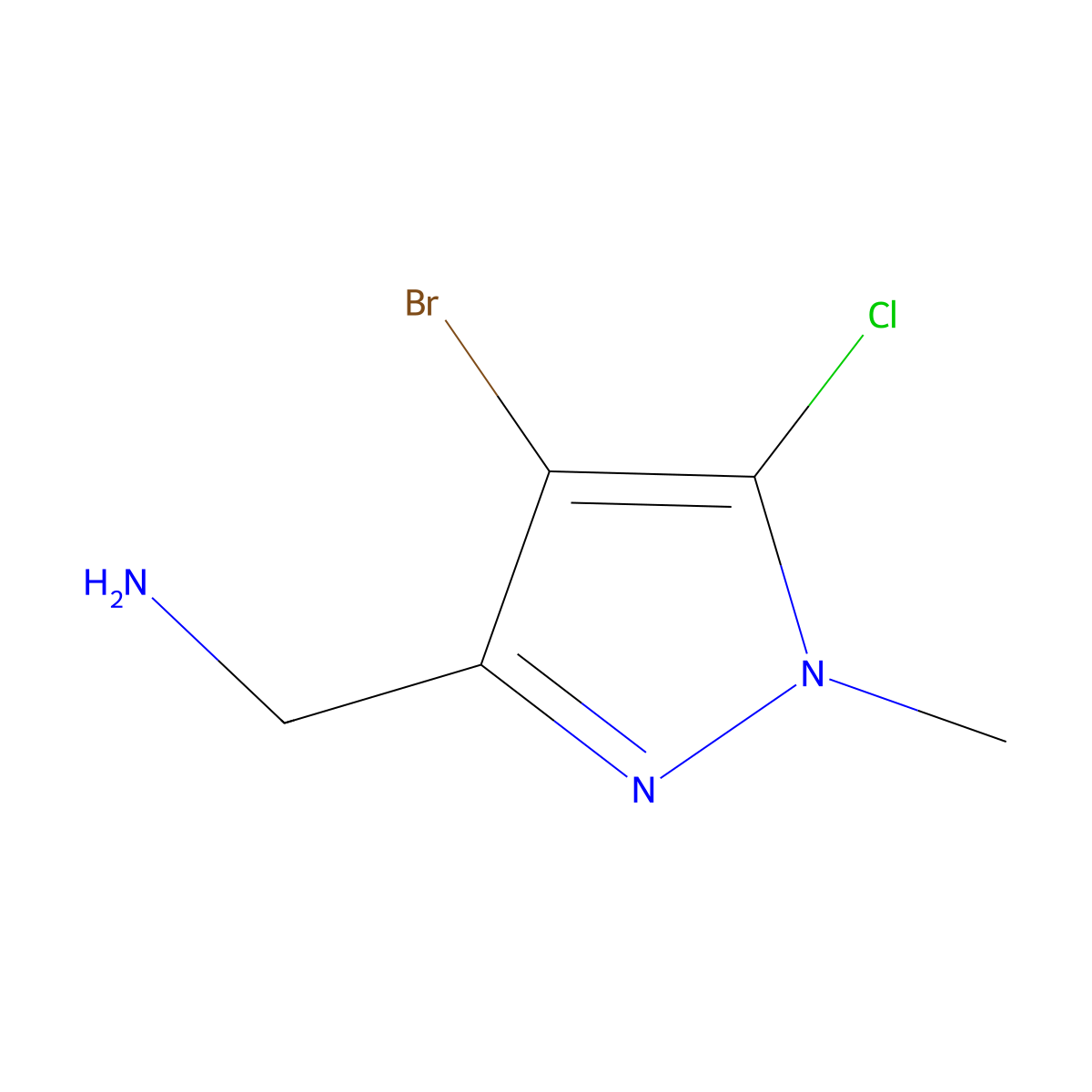 1-(4-bromo-5-chloro-1-methyl-1H-pyrazol-3-yl)methanamine molecular structure, CAS 2219369-15-8