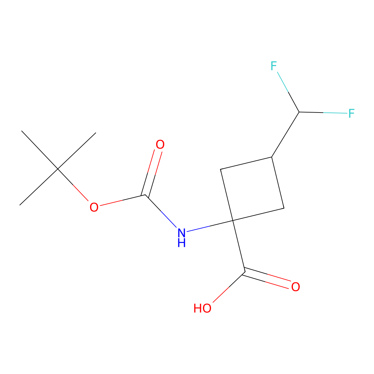 1-{[(Tert-butoxy)carbonyl]amino}-3-(difluoromethyl)cyclobutane-1-carboxylic acid molecular structure, CAS 2219369-17-0