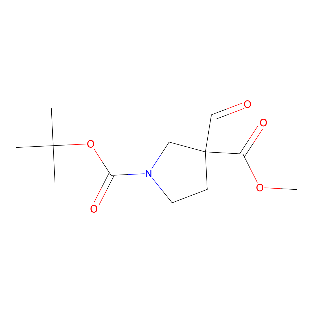 1-Tert-butyl 3-methyl 3-formylpyrrolidine-1,3-dicarboxylate molecular structure, CAS 2219369-29-4