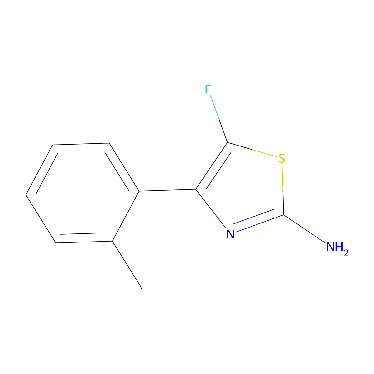 5-Fluoro-4-(2-methylphenyl)-1,3-thiazol-2-amine molecular structure, CAS 2219369-43-2