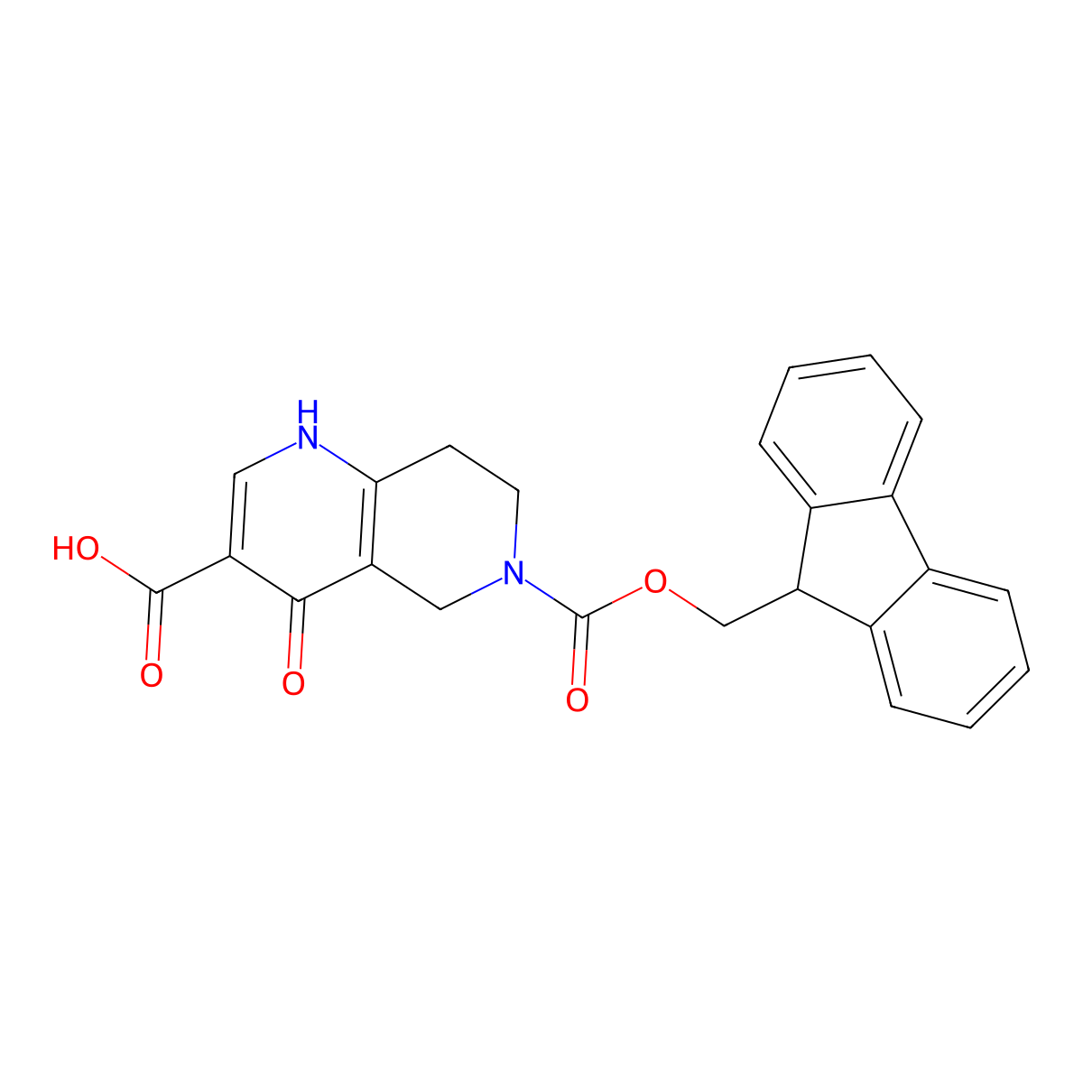 6-{[(9H-fluoren-9-yl)methoxy]carbonyl}-4-hydroxy-5,6,7,8-tetrahydro-1,6-naphthyridine-3-carboxylic acid molecular structure, CAS 2219369-53-4