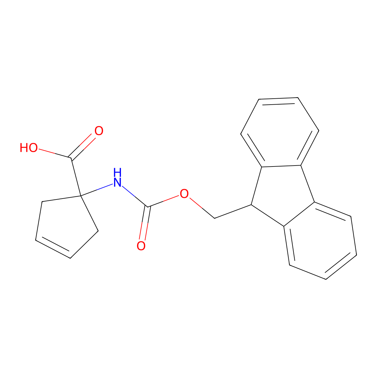 1-((((9H-fluoren-9-yl)methoxy)carbonyl)amino)cyclopent-3-ene-1-carboxylic acid molecular structure, CAS 2219369-66-9