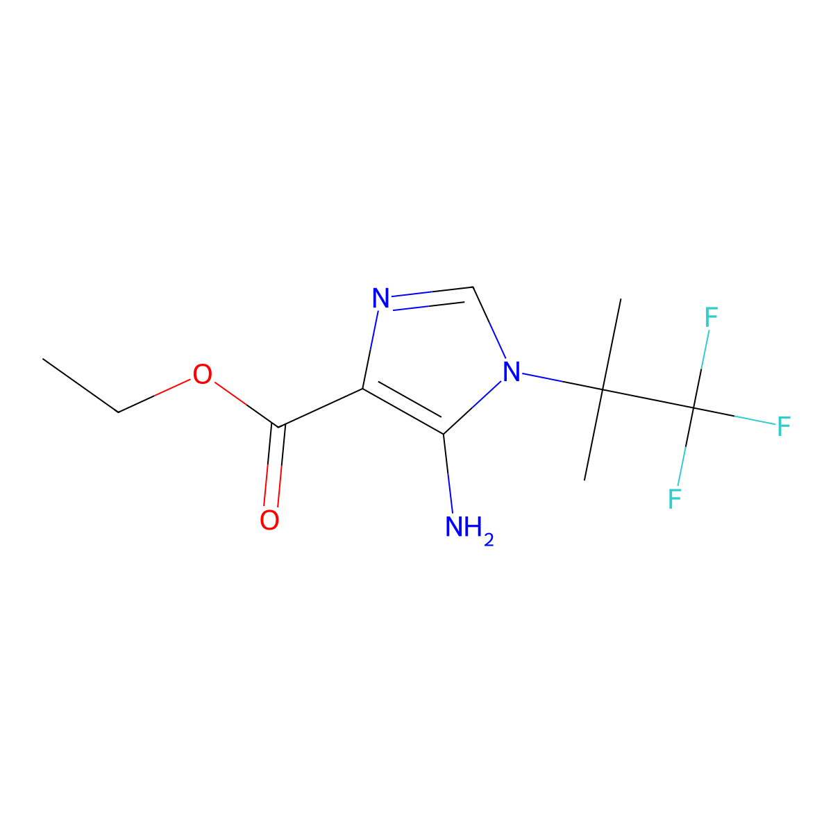 Ethyl 5-amino-1-(1,1,1-trifluoro-2-methylpropan-2-yl)-1H-imidazole-4-carboxylate molecular structure, CAS 2219369-67-0