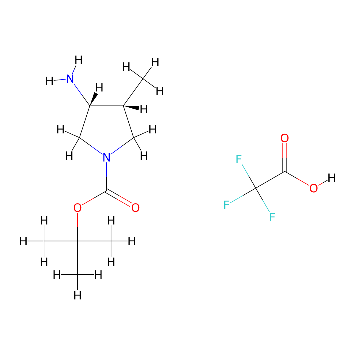 rac-tert-butyl (3R,4R)-3-amino-4-methylpyrrolidine-1-carboxylate; trifluoroacetic acid molecular structure, CAS 2219369-70-5
