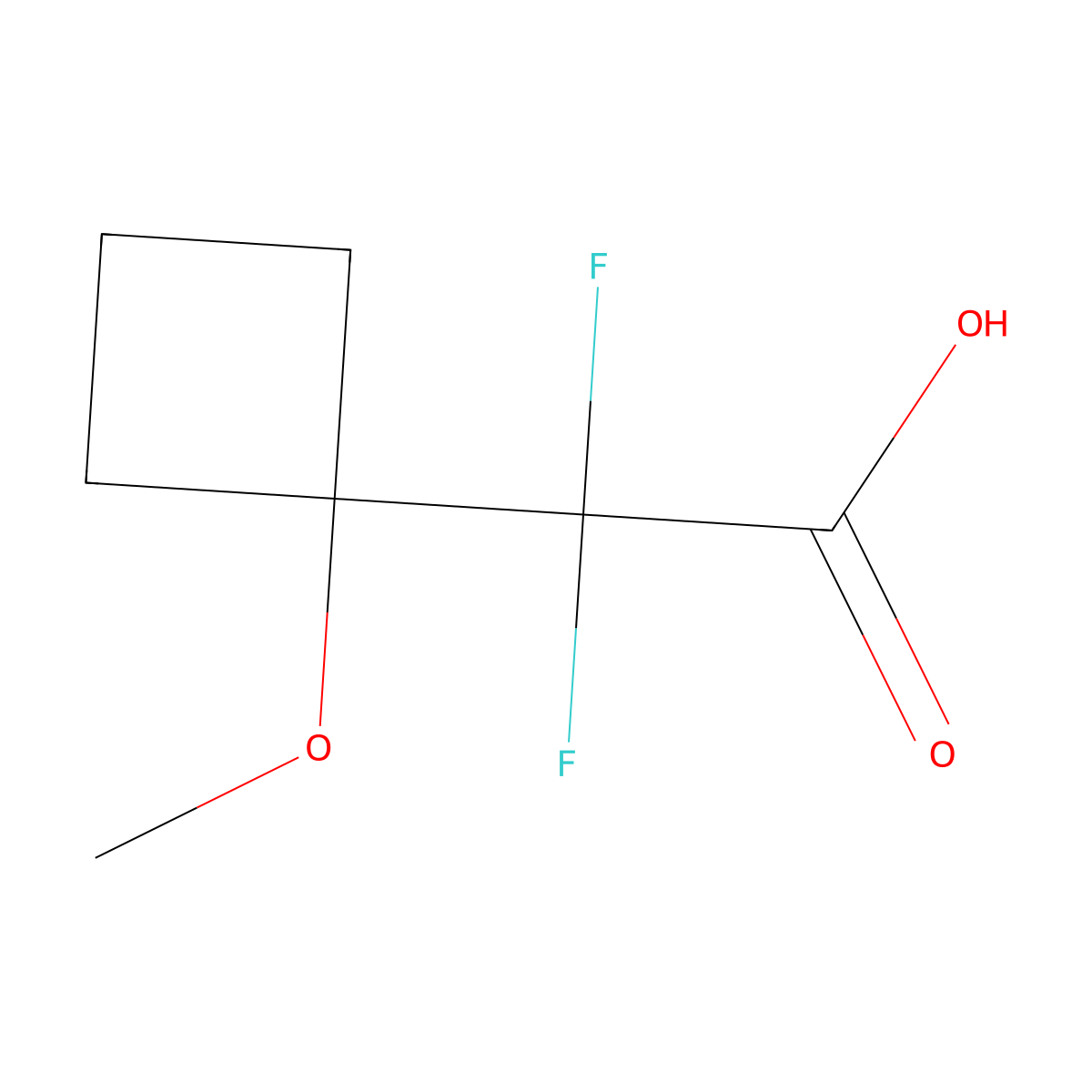 2,2-Difluoro-2-(1-methoxycyclobutyl)acetic acid molecular structure, CAS 2219370-60-0