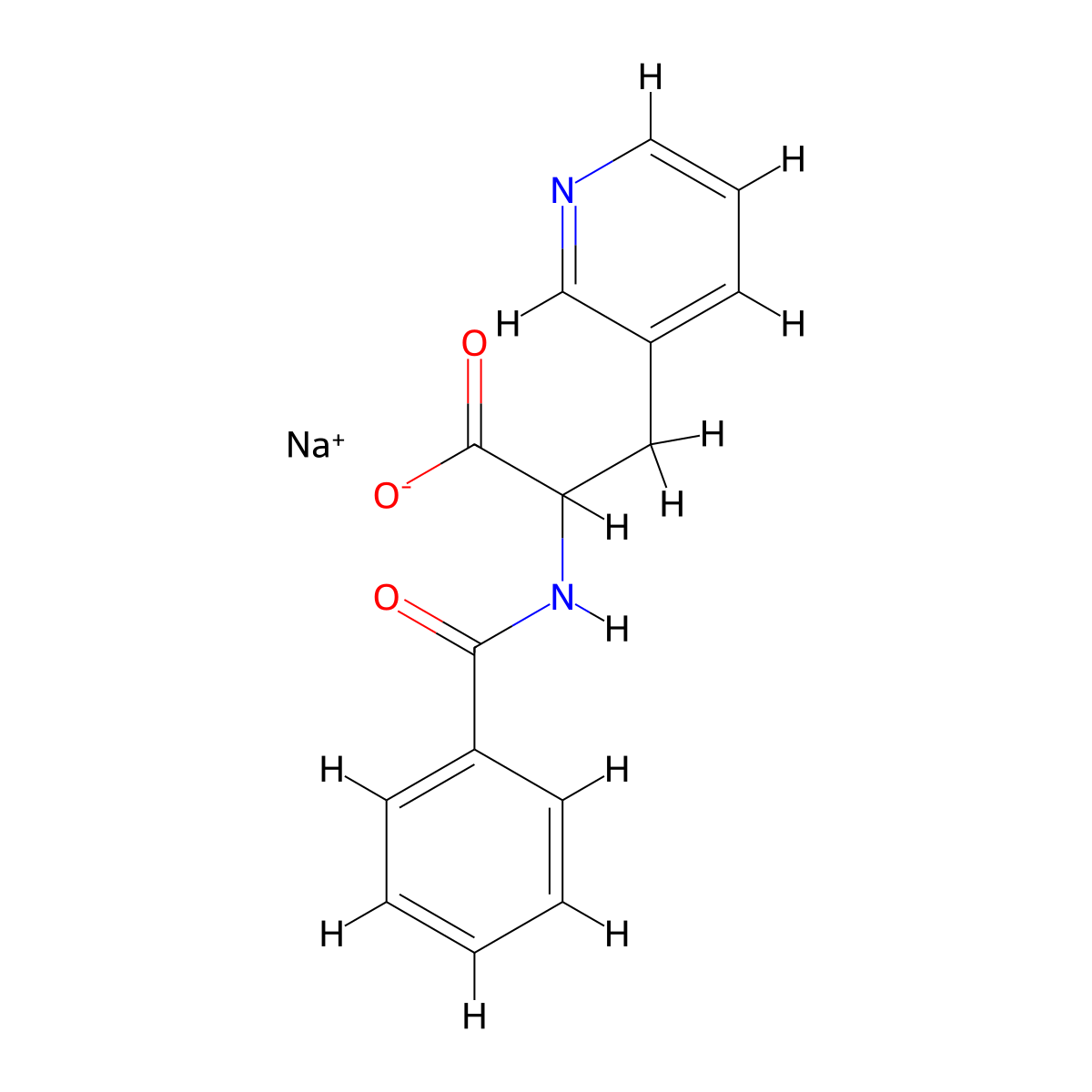 Sodium 2-(phenylformamido)-3-(pyridin-3-yl)propanoate molecular structure, CAS 2219370-62-2