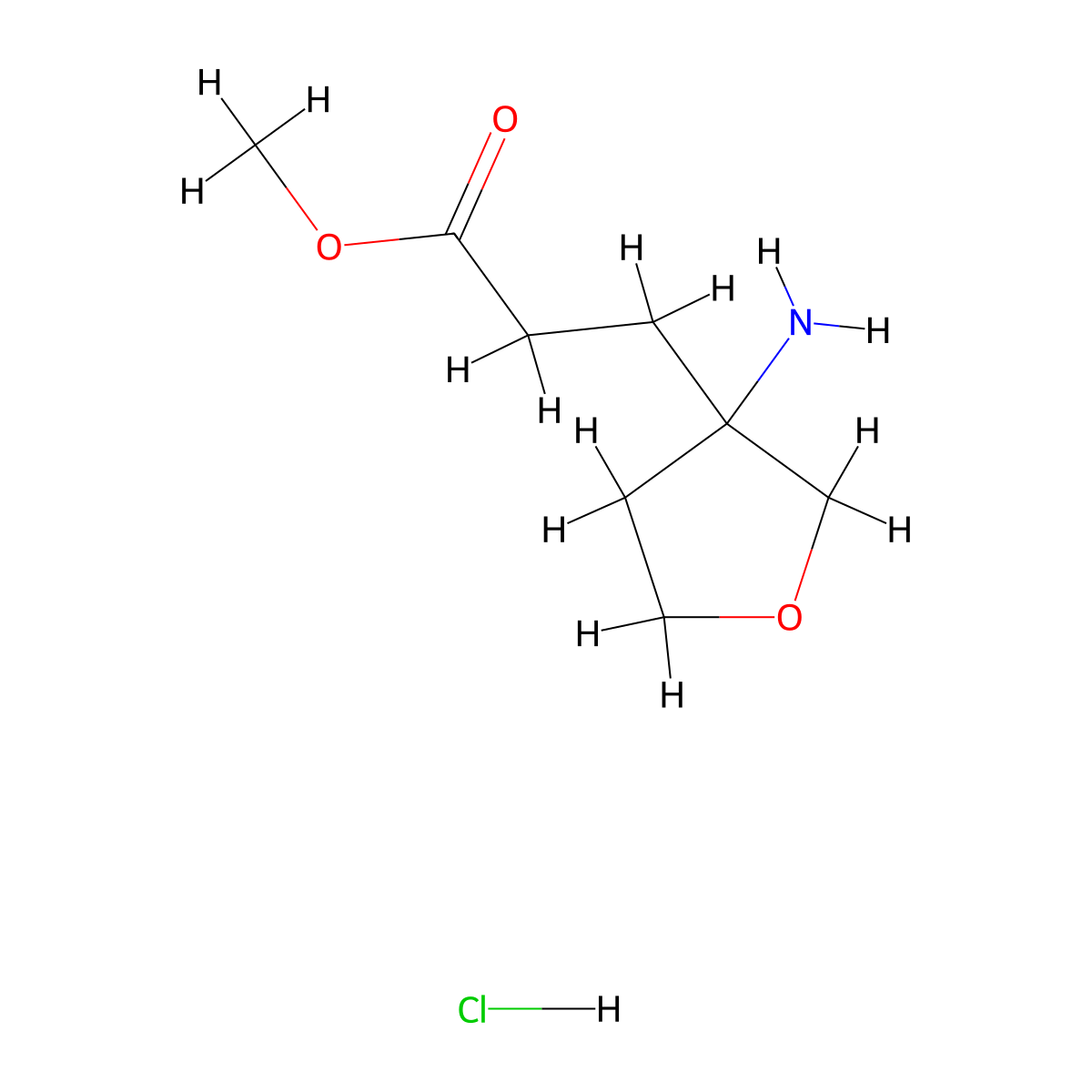 Methyl 3-(3-aminooxolan-3-yl)propanoate hydrochloride molecular structure, CAS 2219370-69-9