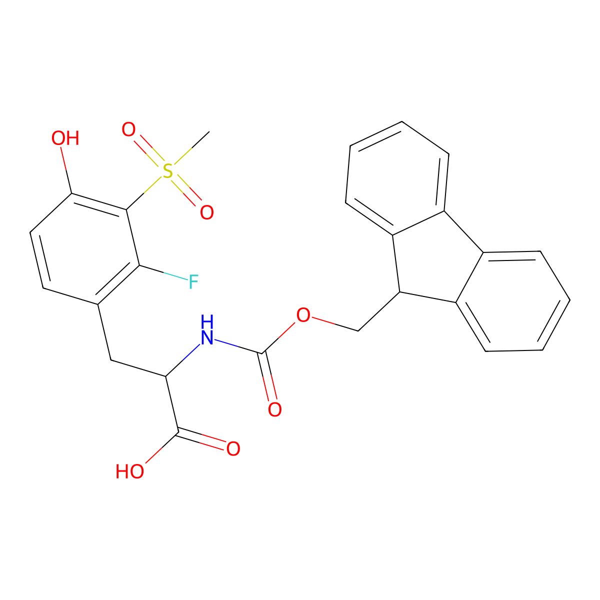 2-({[(9H-fluoren-9-yl)methoxy]carbonyl}amino)-3-(2-fluoro-4-hydroxy-3-methanesulfonylphenyl)propanoic acid molecular structure, CAS 2219370-75-7