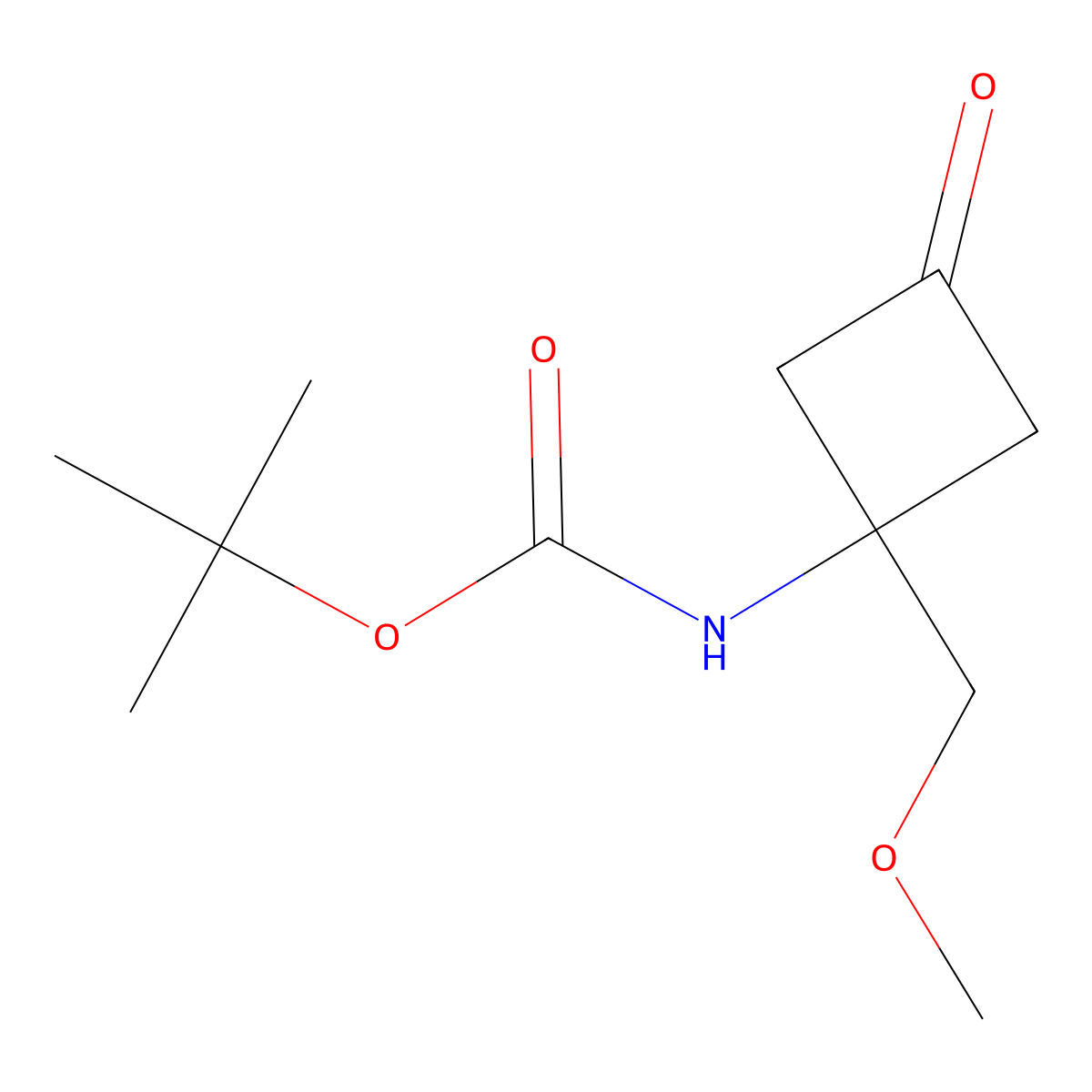 tert-butyl N-[1-(methoxymethyl)-3-oxocyclobutyl]carbamate molecular structure, CAS 2219370-86-0