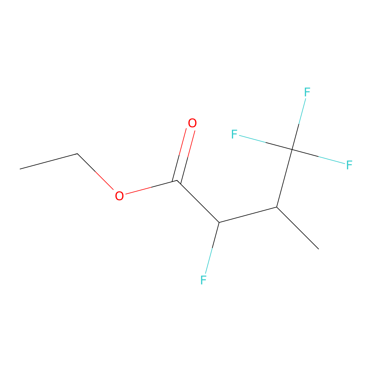 Ethyl 2,4,4,4-tetrafluoro-3-methylbutanoate molecular structure, CAS 2219370-92-8