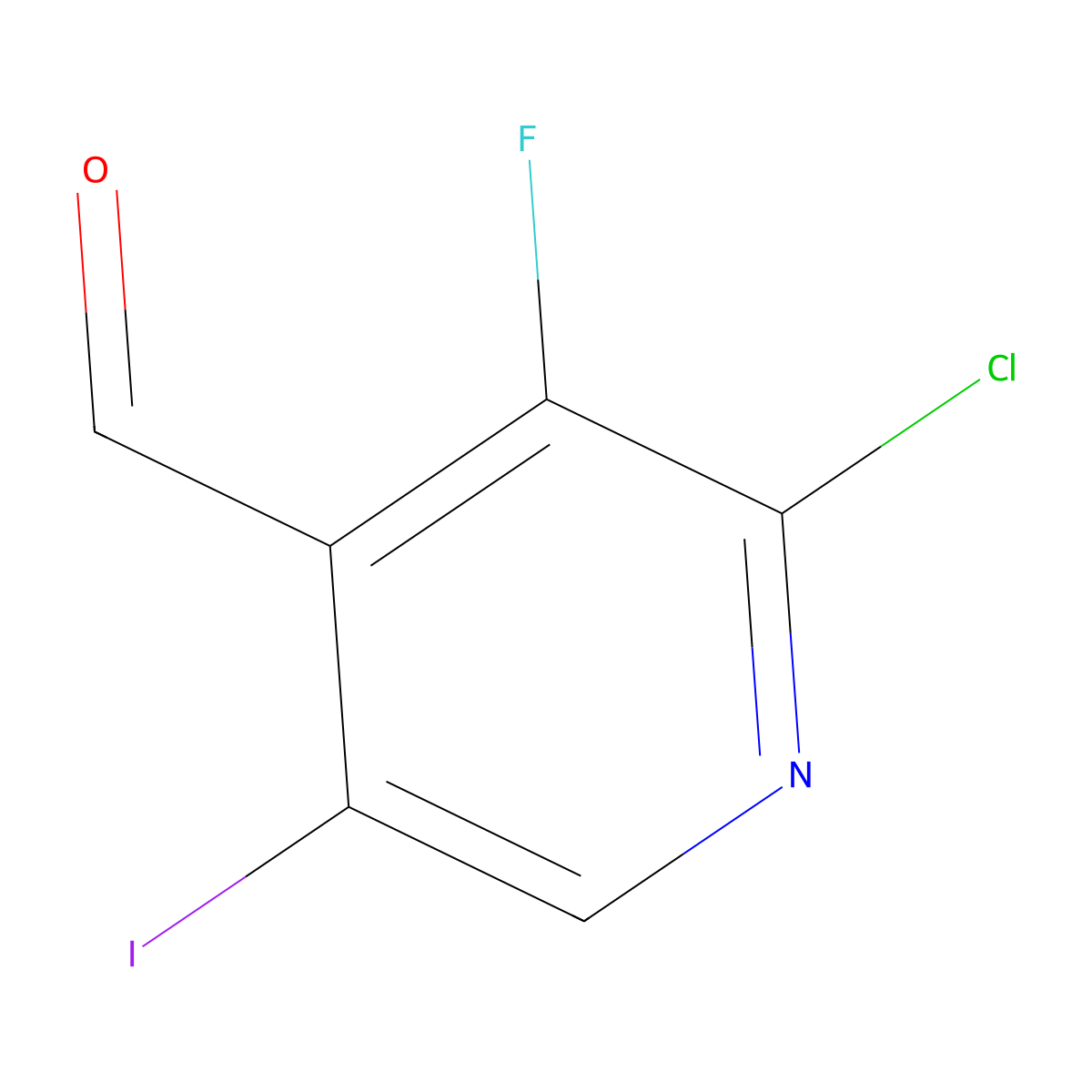 2-Chloro-3-fluoro-5-iodopyridine-4-carbaldehyde molecular structure, CAS 2219371-00-1