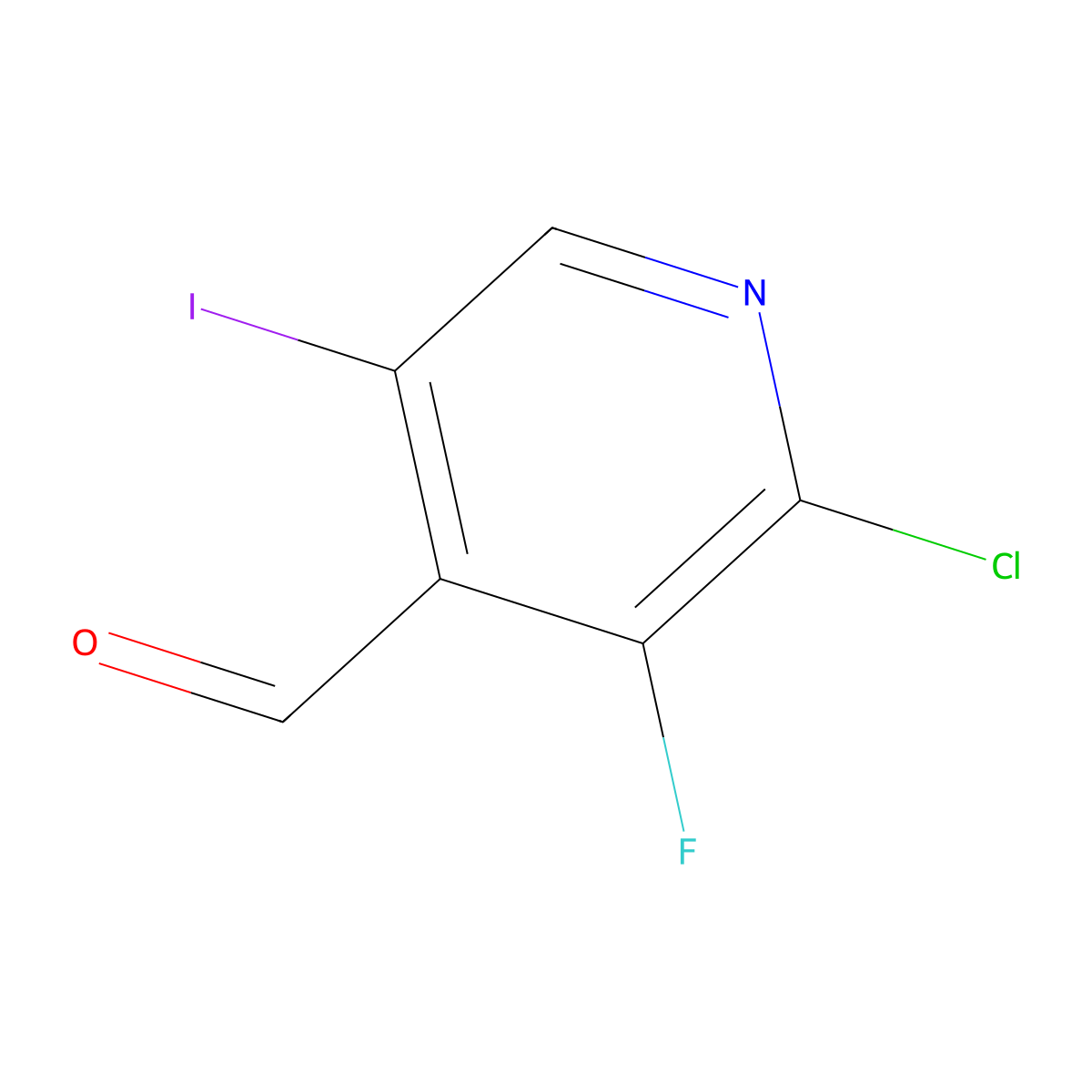 2-Chloro-3-fluoro-5-iodopyridine-4-carbaldehyde molecular structure, CAS 2219371-00-1