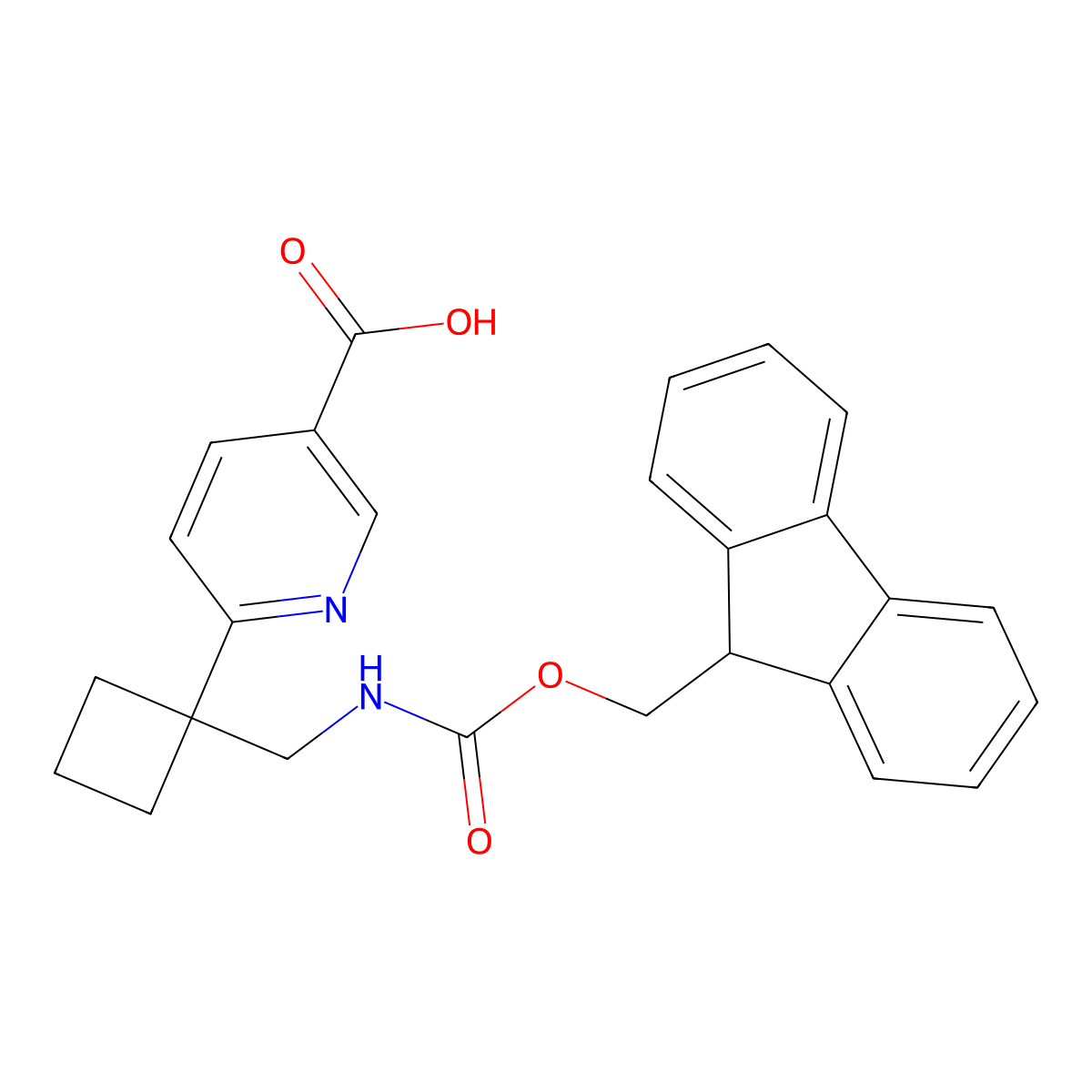 6-{1-[({[(9H-fluoren-9-yl)methoxy]carbonyl}amino)methyl]cyclobutyl}pyridine-3-carboxylic acid molecular structure, CAS 2219371-04-5