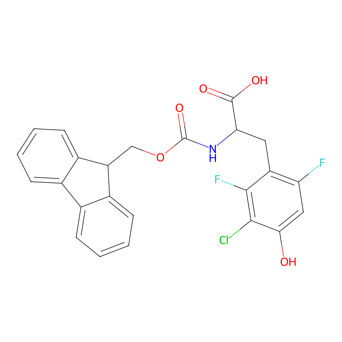 3-(3-chloro-2,6-difluoro-4-hydroxyphenyl)-2-({[(9H-fluoren-9-yl)methoxy]carbonyl}amino)propanoic acid molecular structure, CAS 2219371-14-7