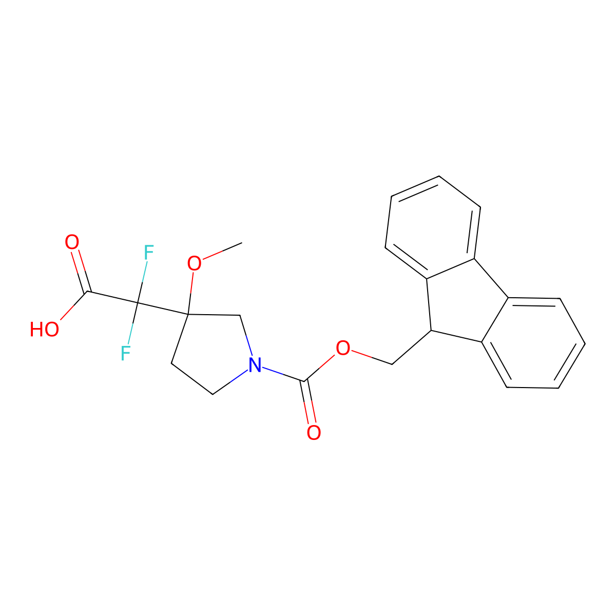 2-(1-{[(9H-fluoren-9-yl)methoxy]carbonyl}-3-methoxypyrrolidin-3-yl)-2,2-difluoroacetic acid molecular structure, CAS 2219371-19-2