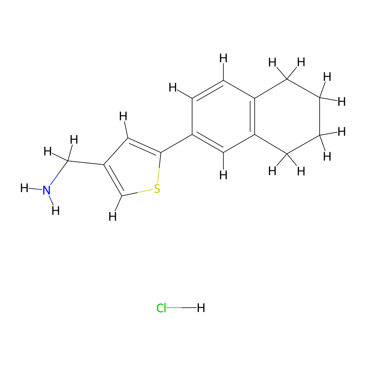 [5-(5,6,7,8-Tetrahydronaphthalen-2-yl)thiophen-3-yl]methanamine hydrochloride molecular structure, CAS 2219371-26-1