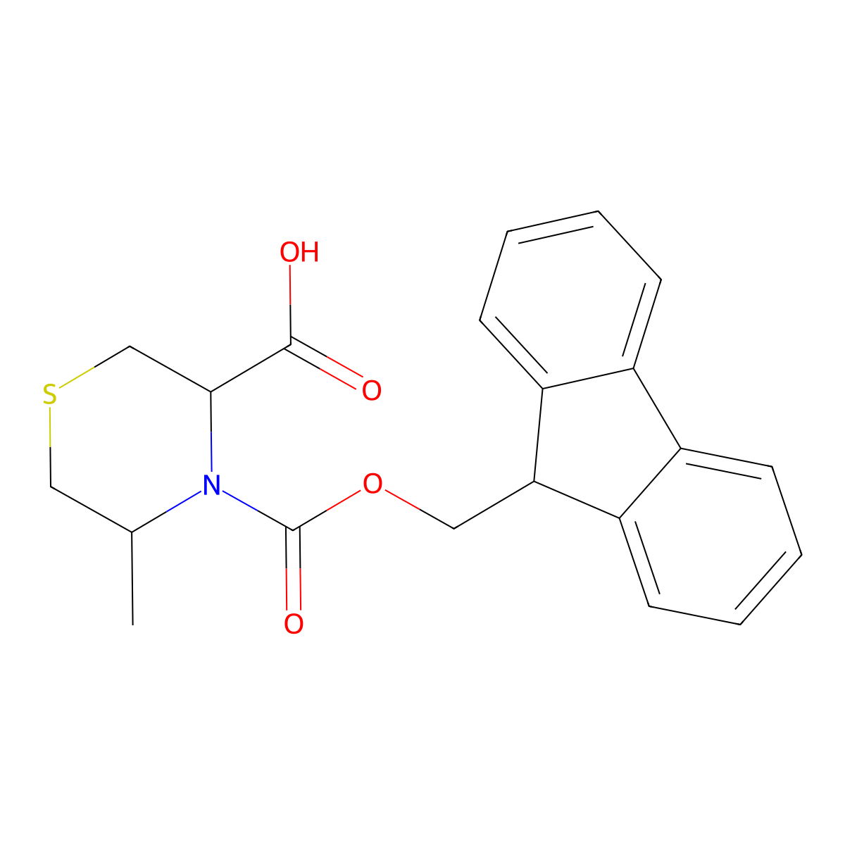 4-{[(9H-fluoren-9-yl)methoxy]carbonyl}-5-methylthiomorpholine-3-carboxylic acid molecular structure, CAS 2219371-27-2