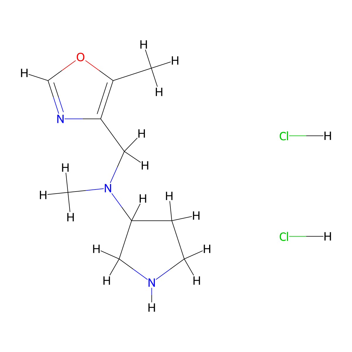 N-methyl-N-[(5-methyl-1,3-oxazol-4-yl)methyl]pyrrolidin-3-amine dihydrochloride molecular structure, CAS 2219371-30-7